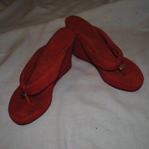 SZ 9.5 RED JIMMY CHOO 4IN WEDGES